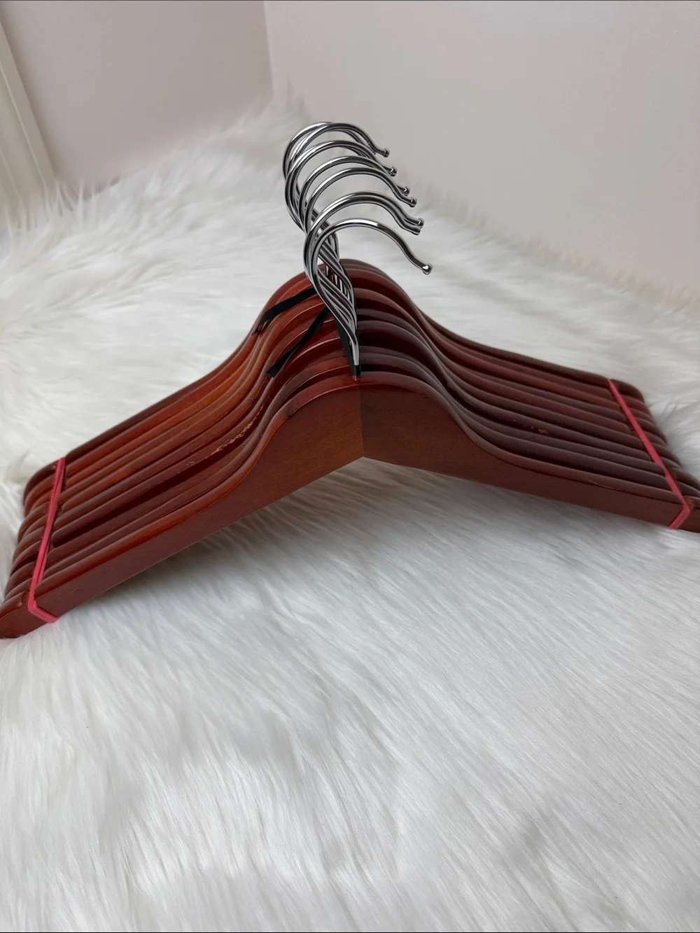 Wooden Shirt Hangers - Set of 10 in Warm Brown Mahogany